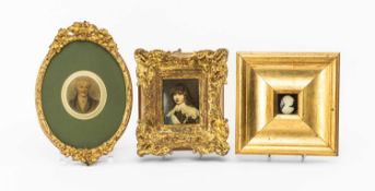 THREE DECORATIVE PORTRAIT MINIATURES, including a printed image of Prince Waldemar Christian of