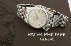 FINE PATEK PHILIPPE 18K WHITE GOLD CALATRAVA BRACELET WATCH, Ref. 5127/1D-001, c. 2006, 29-jewel
