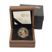 2010 GOLD PROOF SOVEREIGN, encapsulated in case of issue with COA no. 1071, 7.9g Provenance: private