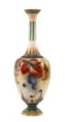 ROYAL WORCESTER JAMES HADLEY PORCELAIN VASE, of lobed onion form, painted with blackberries, foliage