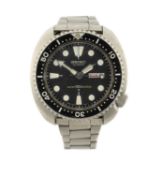SEIKO AUTOMATIC STAINLESS STEEL AUTOMATIC CALENDAR 'TURTLE' DIVER WRISTWATCH, Ref. 6309-7040,