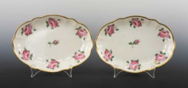 PAIR OF SWANSEA TRIDENT OVAL DISHES, REFERENCE BOOK & LETTER, dishes circa 1815-1817, decorated with