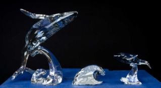 SWAROVSKI CRYSTAL PAIKEA HUMPBACK WHALE, 2012 annual edition with Wave plaque, model 1095228,