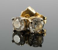 PAIR 18CT GOLD SOLITAIRE DIAMOND EAR STUDS, each appr. 0.5ct, 1.2g (2) Provenance: private