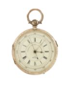 SILVER 'MARINE DECIMAL CHRONOGRAPH' LEVER POCKET WATCH, Chester 1881, unsigned full plate