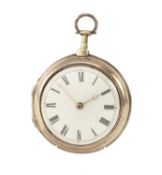 SILVER VERGE PAIR CASED POCKET WATCH, Joshua Bearcock (Chatteris), London 1830, the fusee movement