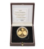 ROYAL MINT 1997 UK GOLD PROOF CROWN, commemorating the Golden Wedding Anniversary of Her Majesty the