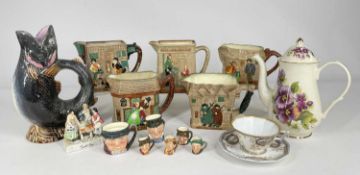 ASSORTED ROYAL DOULTON & OTHER DECORATIVE CERAMICS including five Dickens jugs and six miniature