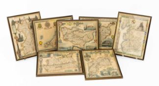 THOMAS MOULE, mid-19th C. printed county maps with hand colour, comprising Lancashire,