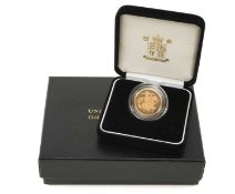 2005 GOLD PROOF SOVEREIGN, Tim Noad St. George, encapsulated in case of issue with COA no. 4086, 7.