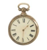 SILVER VERGE PAIR CASED POCKET WATCH, John Swaine (Leeds), Birmingham 1830, the fusee movement