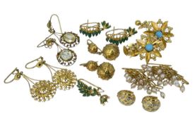 QUANTITY OF YELLOW MET SET EARRINGS comprising seven pairs, 57gms gross Provenance: deceased
