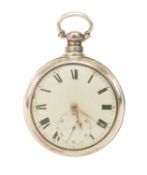 SILVER LEVER PAIR CASED POCKET WATCH, Daniel Douglas (Whitehaven), Chester 1887, the Massey type V