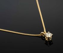 18CT GOLD SOLITAIRE DIAMOND PENDANT, yellow gold chain, diamond appr 0.5ct, 3.1g Provenance: private