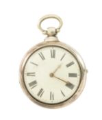 SILVER VERGE PAIR CASED POCKET WATCH, J Solomon (Lewes), London 1841, the fusee movement signed