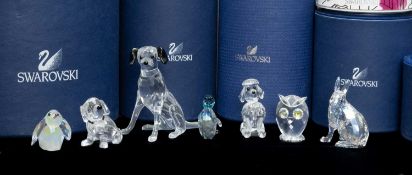 COLLECTION OF SWAROVSKI CRYSTAL ANIMALS including, Dalmatian Mother, model 628948, St. Bernard