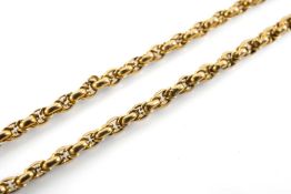 18CT GOLD BELCHER / GUARD CHAIN, fancy link, 150cms long, 45.7gms Provenance: private collection