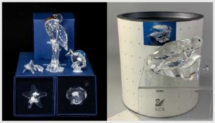 COLLECTION OF AQUATIC SWAROVSKI CRYSTAL including, Tang Fish Blue, model 886180, Telescope Fish,