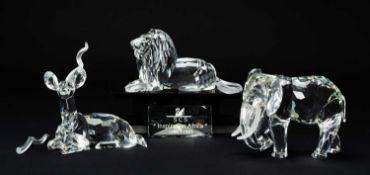 SWAROVSKI CRYSTAL 'INSIRATION AFRICA' ANNUAL EDITIONS TRILOGY including, 1993 Elephant (African),