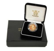 2001 GOLD PROOF SOVEREIGN, encapsulated in case of issue with COA no. 4481, 7.9g Provenance: private