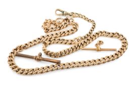 9CT GOLD ALBERT CHAIN, graduated stamped cublinks with 3 extensions (one extension link hallmarked