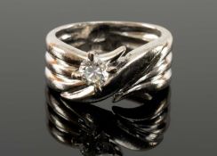 14K WHITE GOLD DIAMOND RING, stamped '14K' and '585', 0.3cts approx., ring size K 1/2, 8.5gms