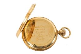 FINE 18CT GOLD PATEK PHILIPPE KEYLESS WIND POCKET WATCH, c. 1890s, Swiss frosted gilt bridge lever