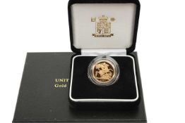 2007 GOLD PROOF SOVEREIGN, encapsulated in case of issue with COA no. 3737, 7.9g Provenance: private