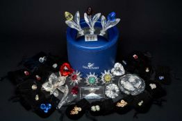 COLLECTION OF SWAROVSKI CRYSTAL FLOWERS, ACCESSORIES & EPHEMERA including, The Bee, model 871895,