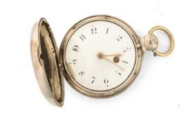 SILVER VERGE HUNTER POCKET WATCH, Thomas Lee, London 1815, fusee movement signed, engraved balance