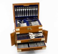 LARGE SILVER TABLE SERVICE FOR TWELVE, William Deakin, Sheffield 1912, Old English Thread pattern