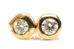 PAIR JAHDO 9CT GOLD DIAMOND EARSTUDS, rubbover settings, diamonds appr wt. 0.25cts each, 1.8g (2)