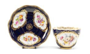 MEISSEN PORCELAIN BREAKFAST CUP & SAUCER, of ogee-shape with cusped rim, painted with flowers