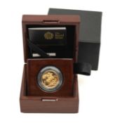 2014 GOLD PROOF SOVEREIGN, 60th anniversary Queen's Coronation, encapsulated in case of issue with