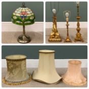 DECORATIVE TABLE LAMPS with shades including Tiffany style (4) Provenance: deceased estate Conwy