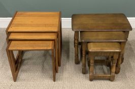 G PLAN MID-CENTURY TEAK NEST OF THREE COFFEE TABLES, 49 (h) x 53 (w) x 43cms (d) the largest, and