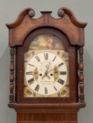 VICTORIAN OAK & MAHOGANY LONGCASE CLOCK with 8 day painted dial, by 'John Hughes of Carnarvon', twin