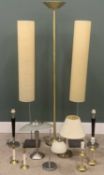 MID-CENTURY & RETRO LIGHTING ASSORTMENT including pair of long shaded standard lamps, 162cms (h)