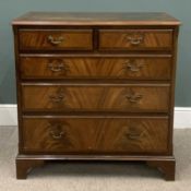 REPRODUCTION MAHOGANY CHEST of two over three long drawers on bracket feet, 92 (h) x 91 (w) x