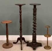 VARIOUS TORCHÈRES including twist column, 123 (h) x 30cms (diam.), turned tripod torchère, 122 (h) x