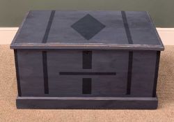 PAINTED PINE BLANKET CHEST with metal handles, 49 (h) x 94 (w) x 52cms (d) Provenance: private