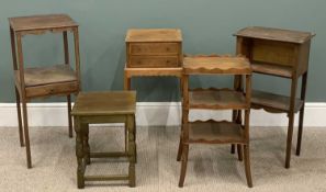 FIVE SMALL FURNITURE ITEMS including nightstands, washstand etc. Provenance: private collection