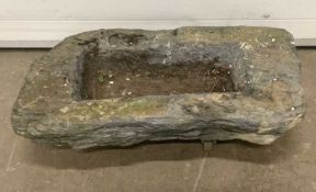 GARDEN HEAVY STONEWARE TROUGH/BATH, 15 (h) x 92 (w) x 52cms (d) Provenance: private collection