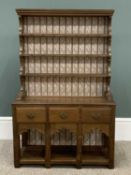 MINIATURE/APPRENTICE DRESSER with three shelf rack and potboard base, 87 (h) x 57 (w) x 22cms (d)