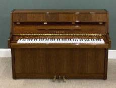 MODERN YAMAHA M108N OVERSTRUNG UPRIGHT PIANO, medium mahogany effect, 108 (h) x 148 (w) x 54cms (