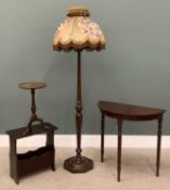 FOUR ITEMS OF OCCASIONAL FURNITURE including standard lamp, half-moon table, tripod table etc. (4)