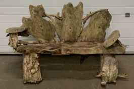 RUSTIC WOODEN BENCH, 93 (h) x 160 (w) x 54cms (d) Provenance: private collection Conwy