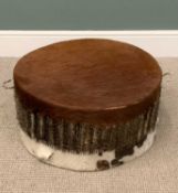 SHAMANIC STYLE COW HIDE DRUM, 28 (h) x 60cms (diam.) Provenance: private collection Conwy