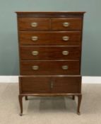 REGENCY TALLBOY of two over three drawers over two cupboard doors and on cabriole supports, 155 (