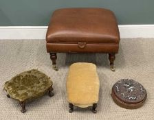 MODERN LEATHER/EFFECT LIFT TOP FOOTSTOOL/POUFFE on casters, 42 (h) x 66 (w) x 66cms (d) and parcel